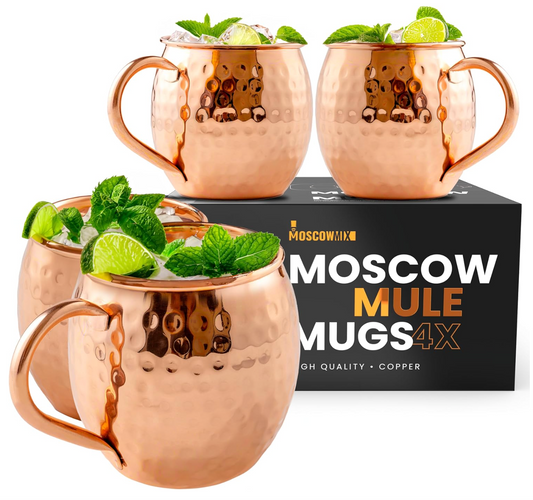 Moscow Mule Copper Mugs Pure 100% Solid Unlined Cups Set of 4