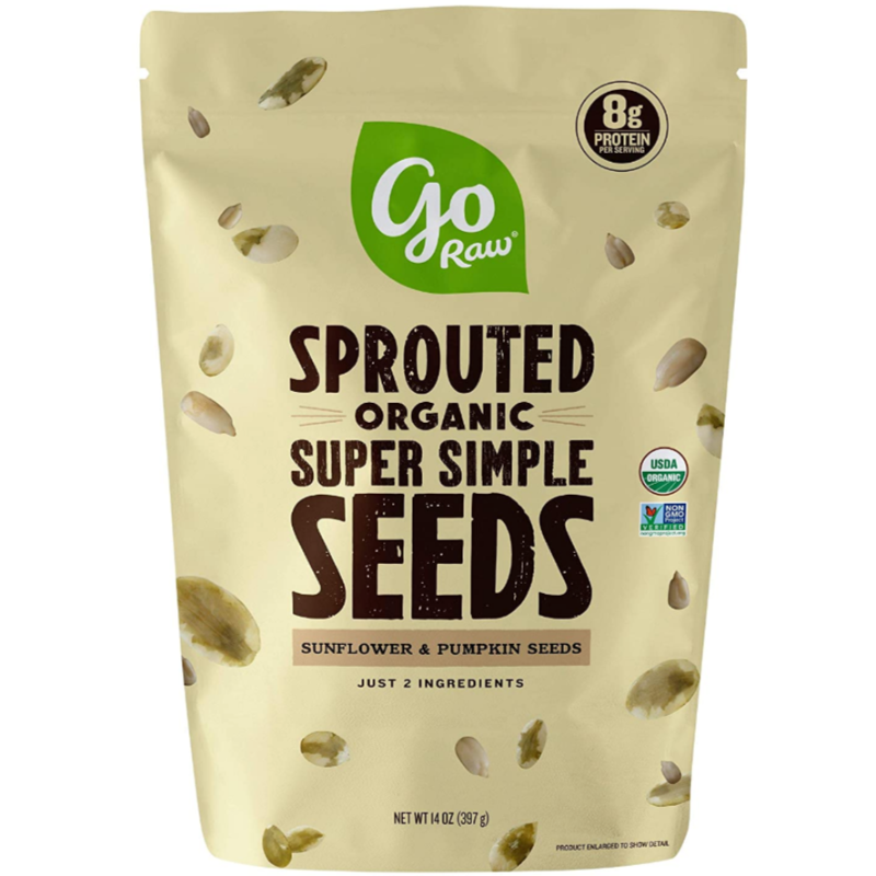 Go Raw Sprouted Organic Seeds Vegan Keto Gluten-Free Superfood Snacks - Unsalted Mix
