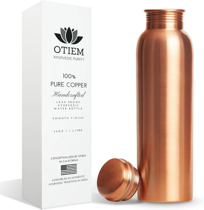 Ayurvedic Water Bottle Pure Copper Drinking Vessel 34 oz