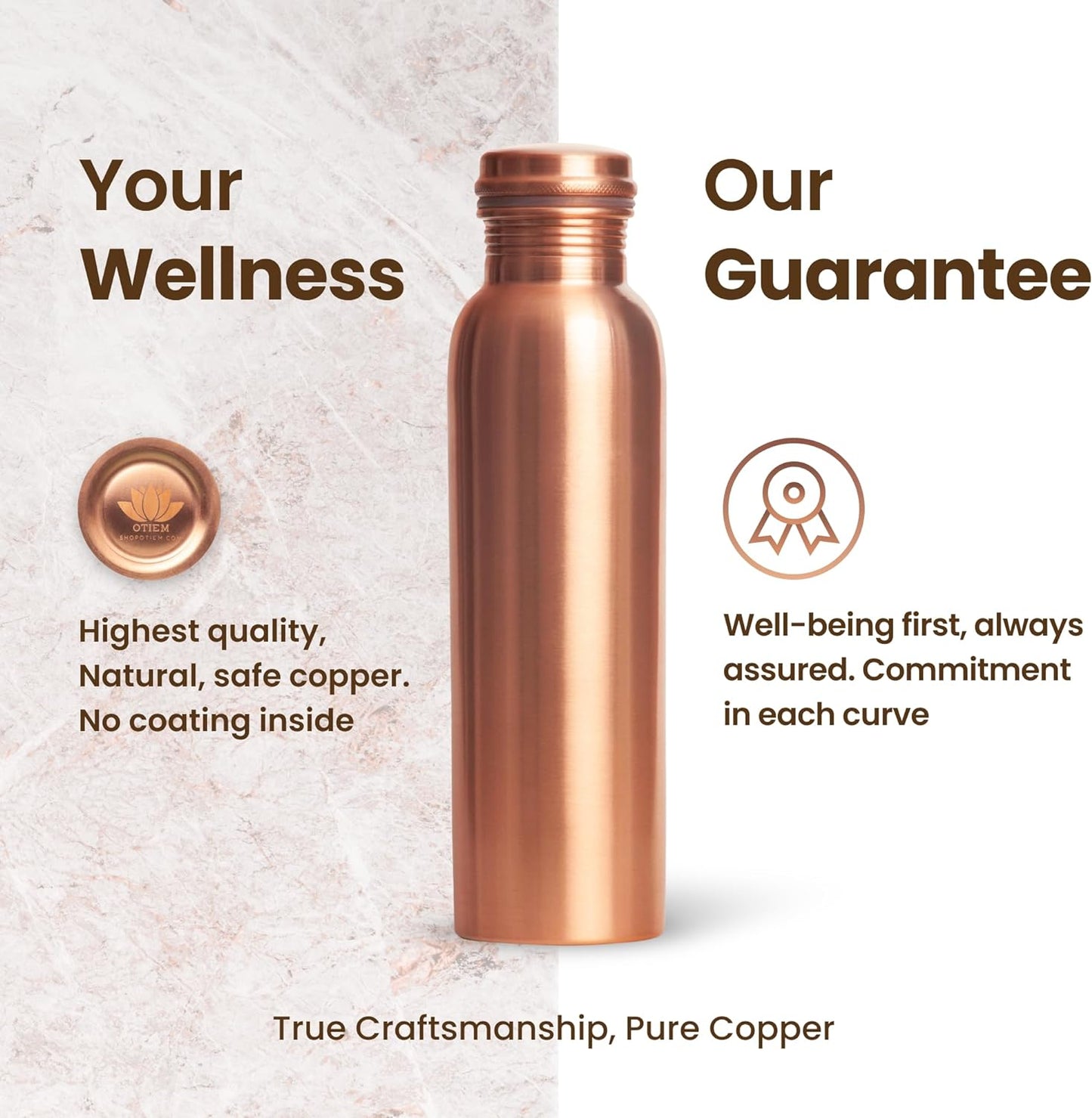 Ayurvedic Water Bottle Pure Copper Drinking Vessel 34 oz