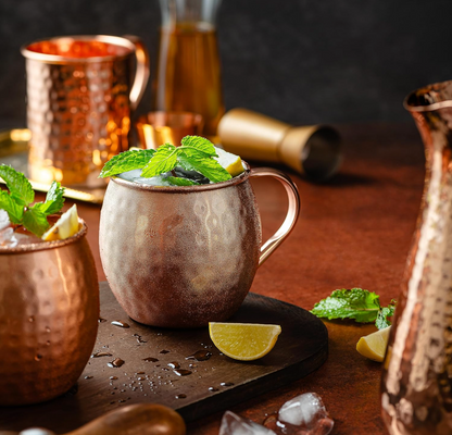 Moscow Mule Copper Mugs Pure 100% Solid Unlined Cups Set of 4