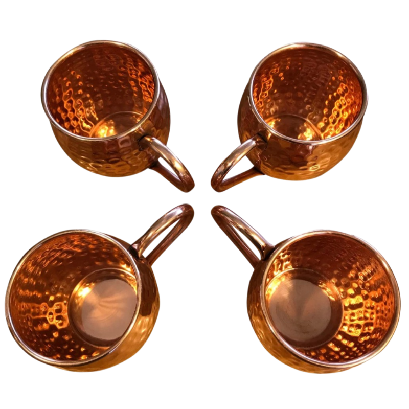 CopPure Moscow Mule Copper Mugs Pure 100% Solid Unlined Cups Set of 4