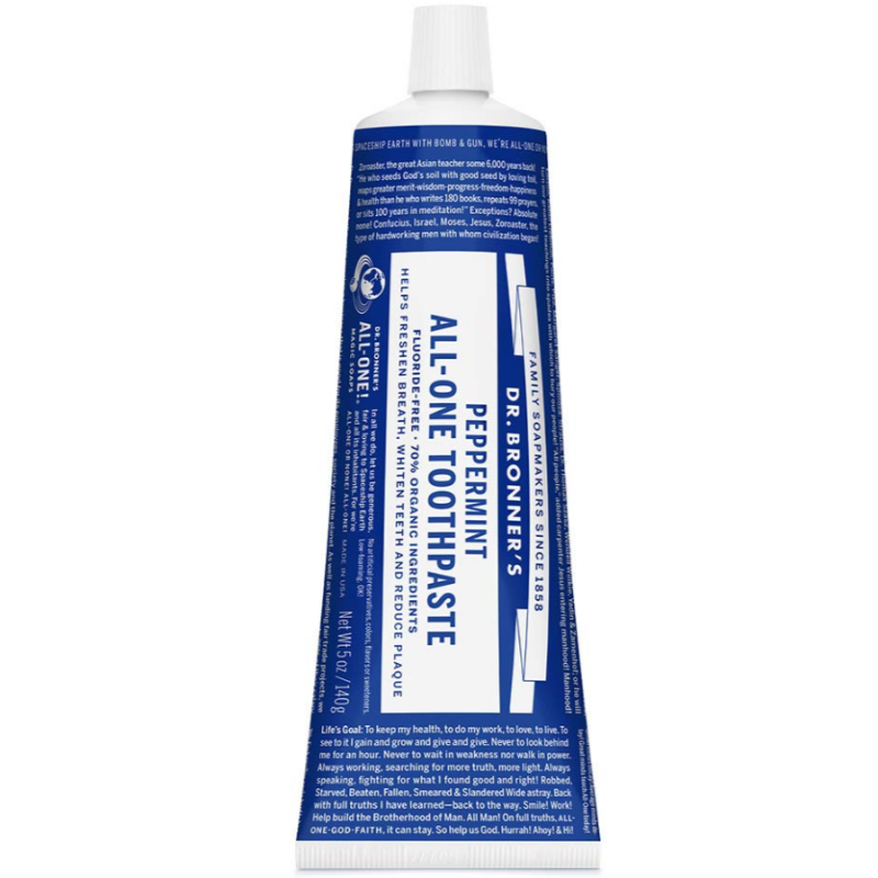 Dr Bronner's Peppermint Toothpaste, Natural, Effective, Fluoride-Free
