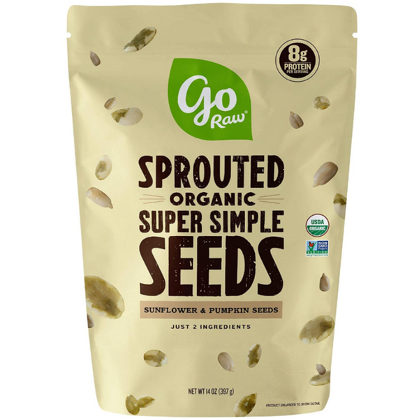 Go Raw Sprouted Organic Seeds Vegan Keto Gluten-Free Superfood Snacks - Unsalted Mix