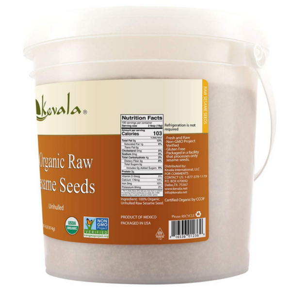 Kevala Organic Raw Unhulled Sesame Seeds Vegan Plant Based Protein