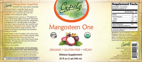 Gopal's Healthfoods Mangosteen One Pure Organic Mangosteen Juice
