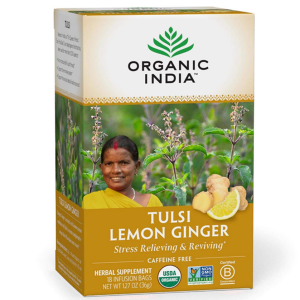 Organic India Tulsi Lemon Ginger Stress Relieving Herb Tea