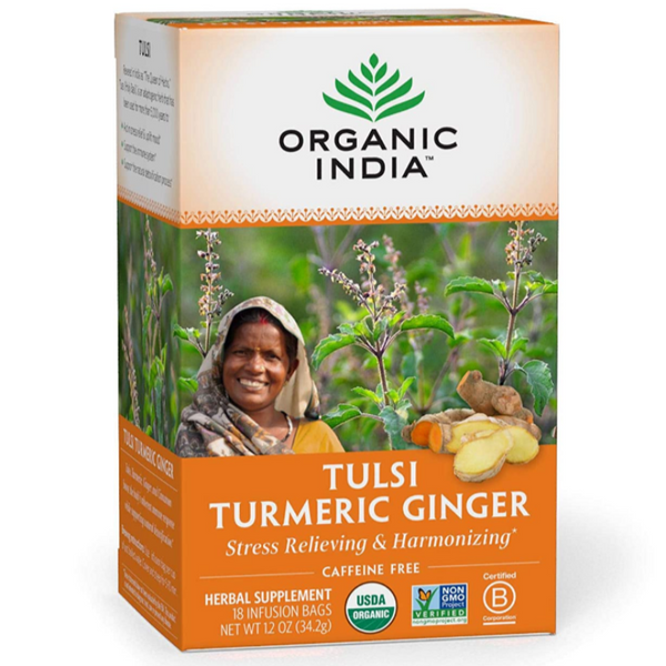 Organic India Tulsi Turmeric Ginger Stress Relieving Herb Tea